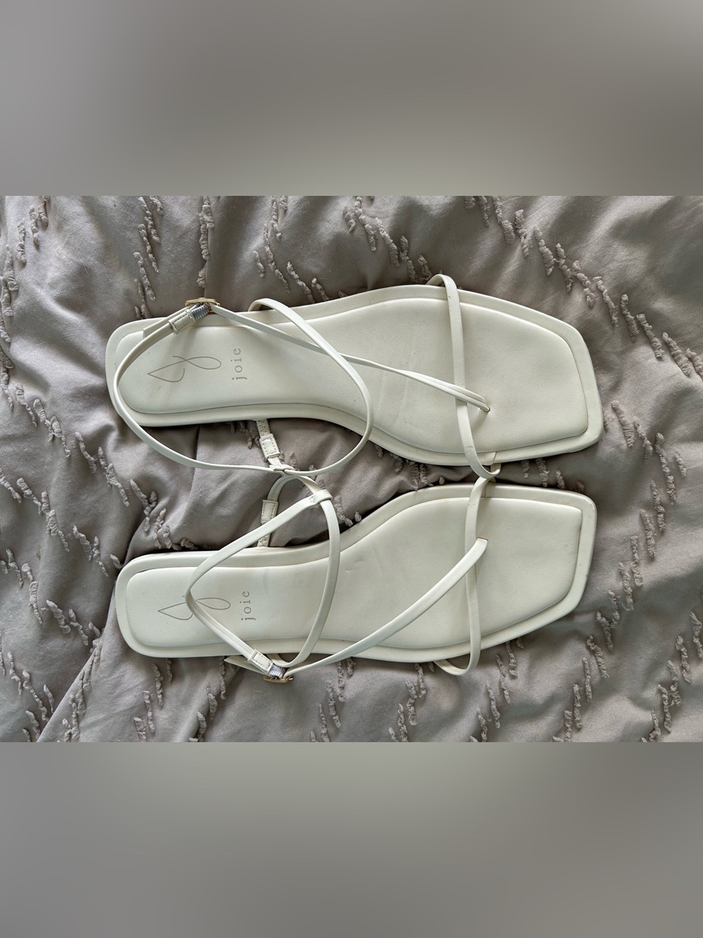 Joie Cream Strappy Square-Toe Sandals